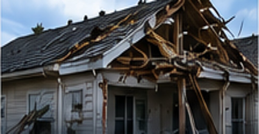 Storm-damaged residential property